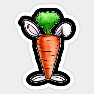 A Carrot with Bunny Feet and Ears. Easter Sticker